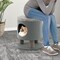 3-in-1 Cat Condo Stool with Scratching Posts and Seat Cushion Hidden Pet Bed Ottoman